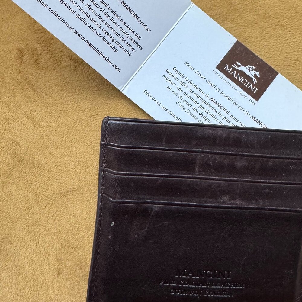 Real Leather Brown Mancini Credit Card Case wallet